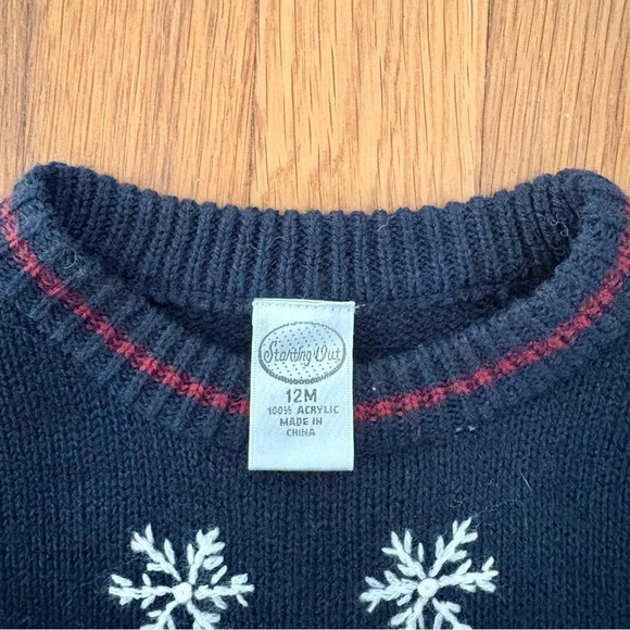 Vintage Kids Snowman Christmas Knit Crewneck Sweater Size 12 Months - Picture 4 of 4